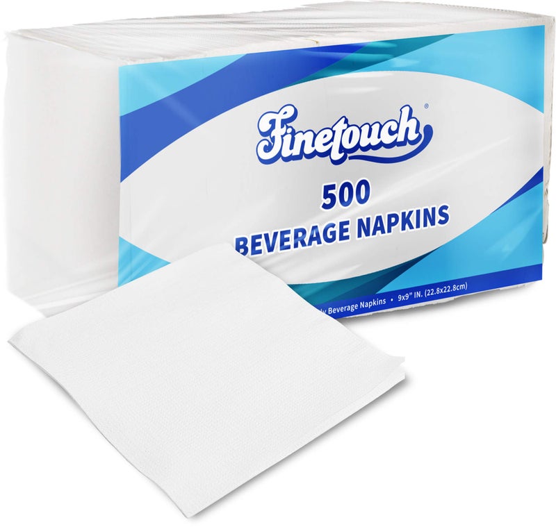 Fine Touch White Disposable Beverage Napkins â€“ 500 Count Cocktail Napkins, Absorbent Paper Napkins, Bulk for Parties, Bars, Catering, Restaurants & Events - Image 5